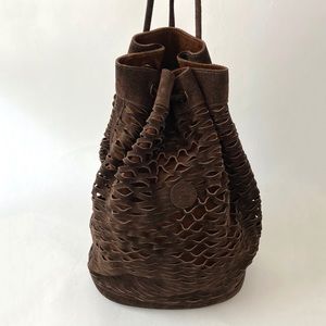 Fendi Chocolate Brown suede backpack/ sling bag!